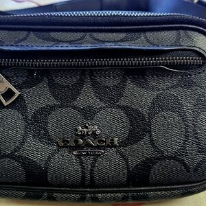 Coach Signature Black and Gray Belt Bag